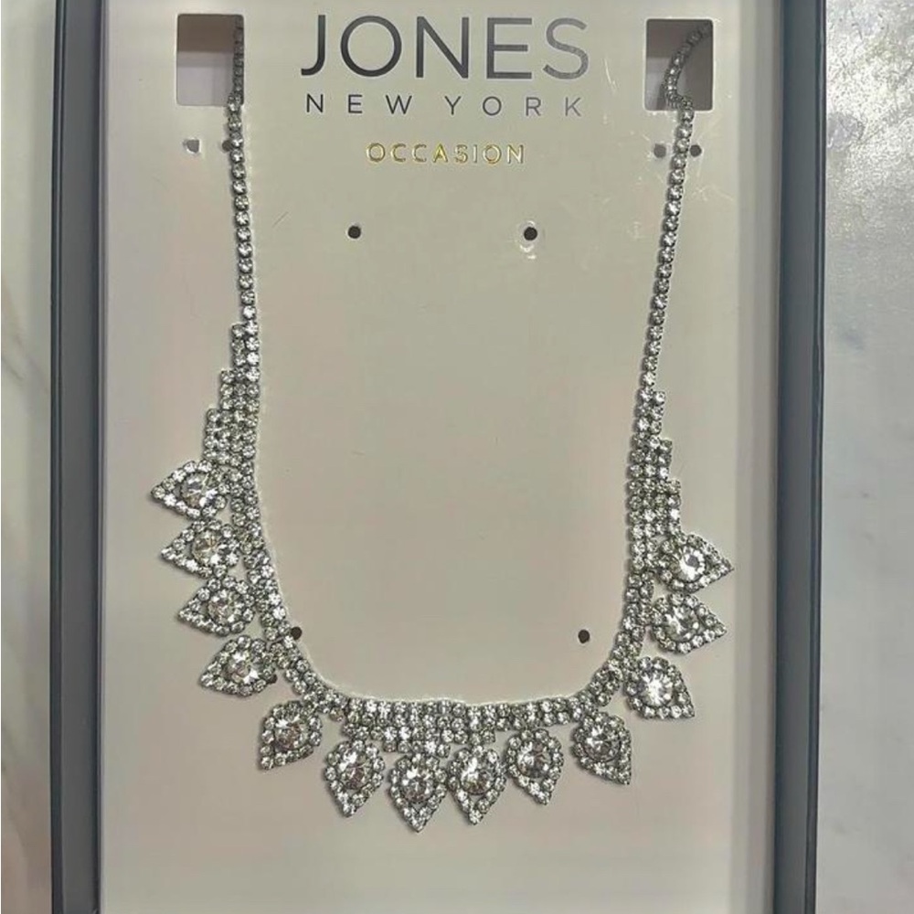 Jones New York Silver Crystal Statement Necklace